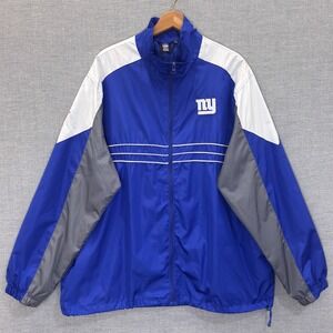 Reebok NFL New York Giants Windbreaker Jacket Mens XL Blue Colorblock Full Zip